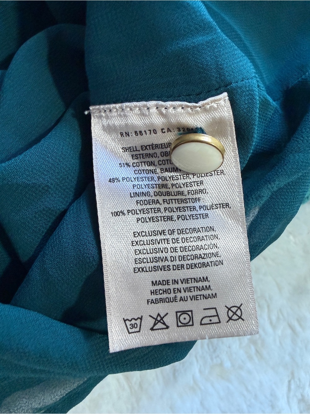 Anthropologie HD in Paris Lace Meadows Peacock Blouse Teal Size 12 - Picture 9 of 9